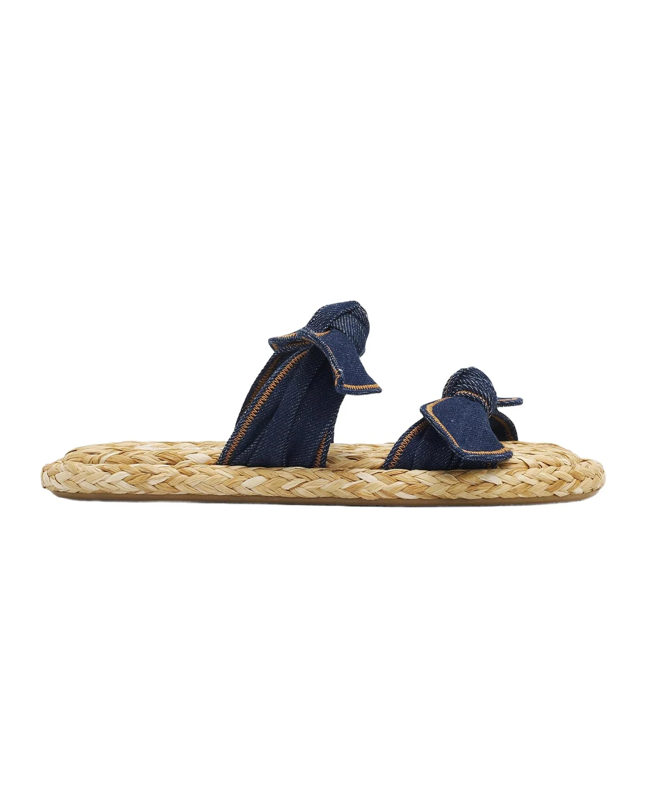 Carousel Denim & Raffia Slides
