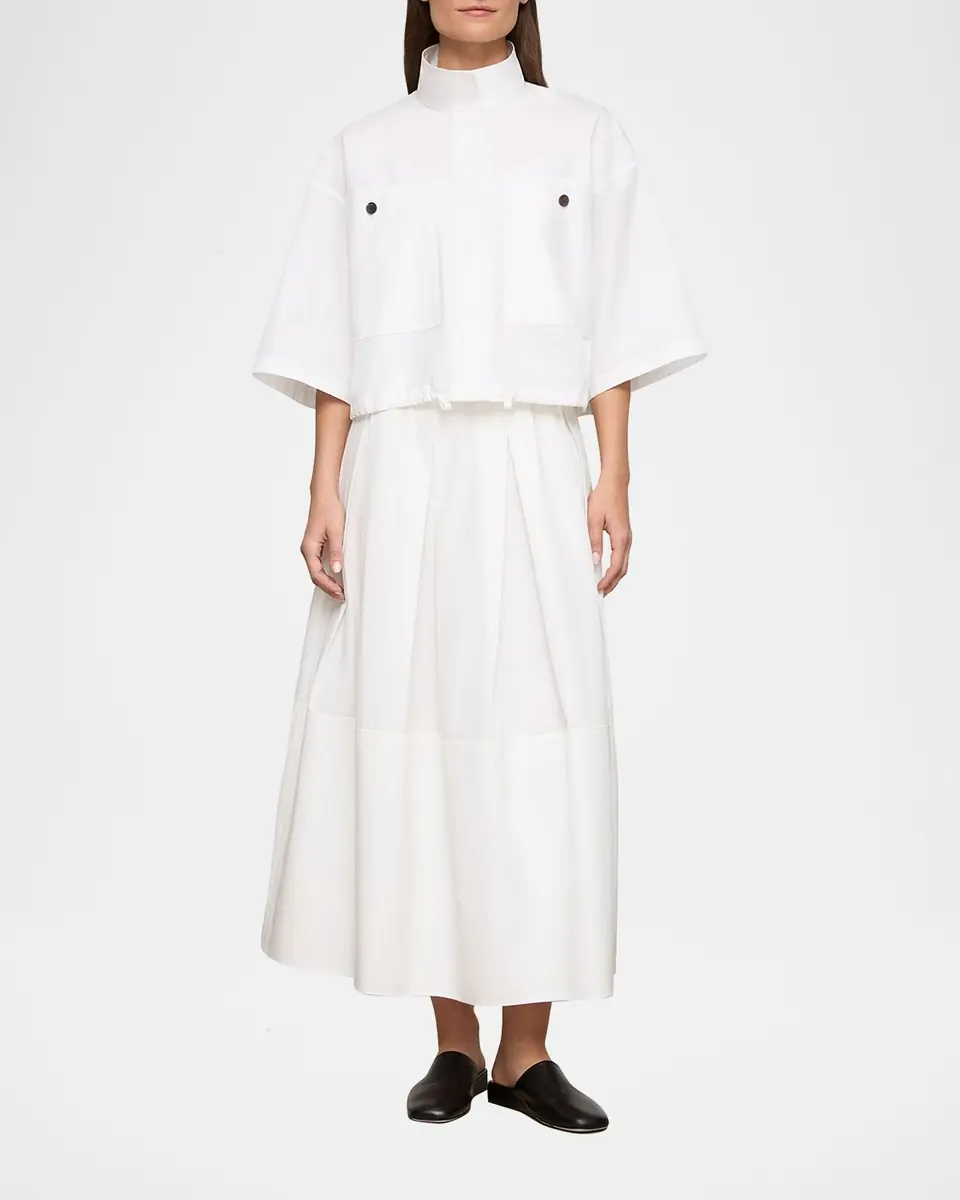 Lafayette 148 New York Pleated Organic Cotton Poplin Midi Skirt | Thumbnail 2 Lafayette 148 New York Pleated Organic Cotton Poplin Midi Skirt | Thumbnail 2