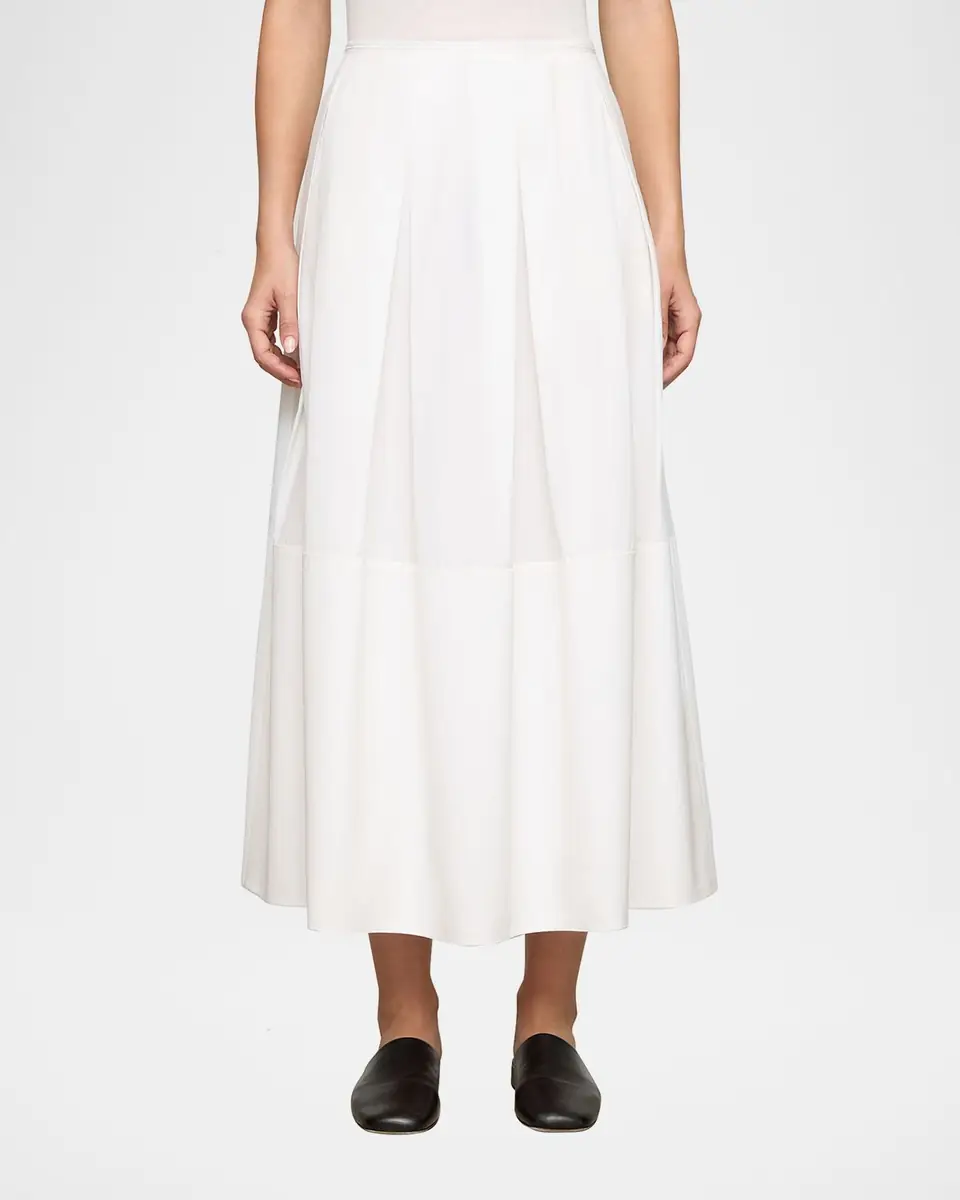 Lafayette 148 New York Pleated Organic Cotton Poplin Midi Skirt | Thumbnail 4 Lafayette 148 New York Pleated Organic Cotton Poplin Midi Skirt | Thumbnail 4