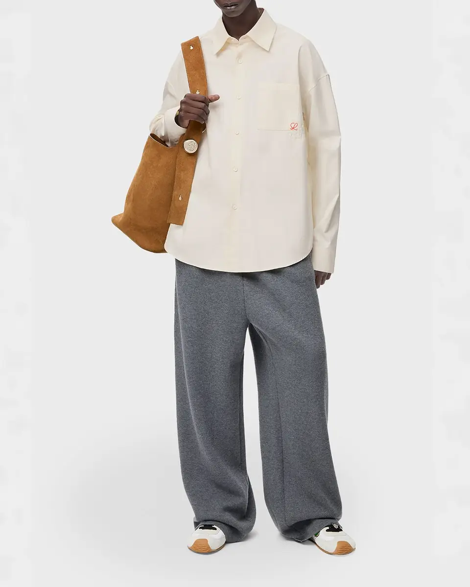 Loewe Men's Embroidered Anagram Pocket Button-Down Shirt | Thumbnail 2