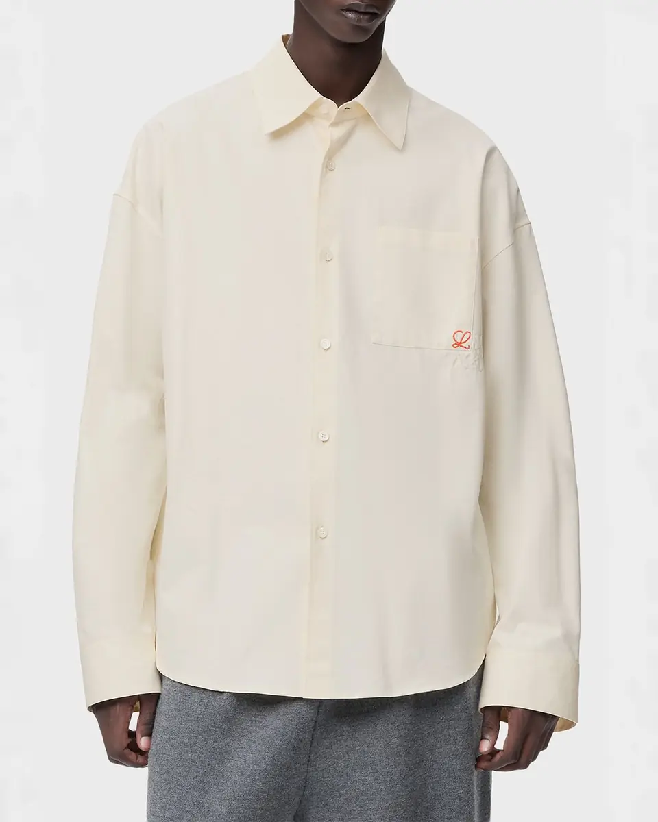 Loewe Men's Embroidered Anagram Pocket Button-Down Shirt | Thumbnail 4