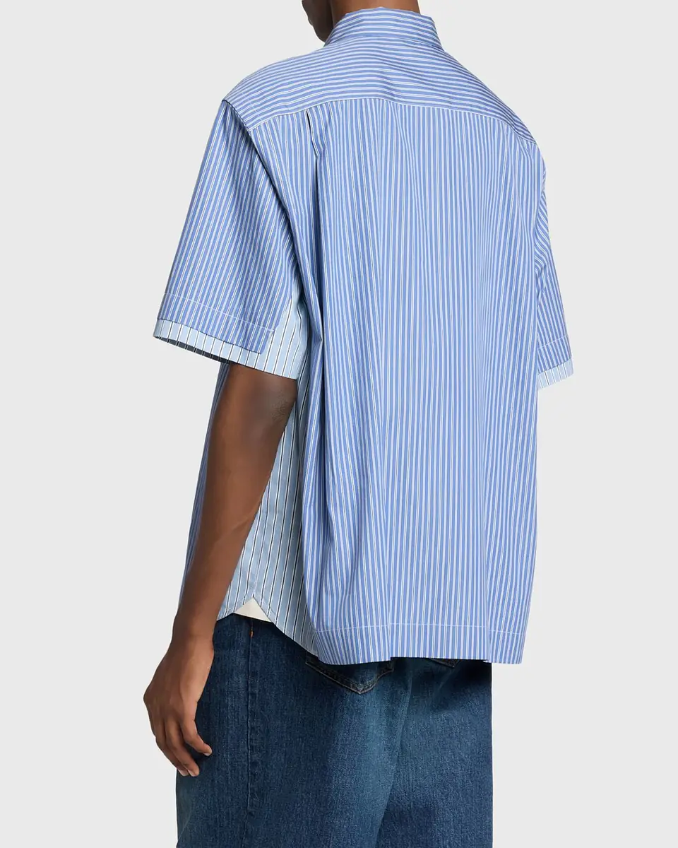 Sacai Men's Colorblock Striped Poplin Short-Sleeve Sport Shirt | Thumbnail 3 Sacai Men's Colorblock Striped Poplin Short-Sleeve Sport Shirt | Thumbnail 3