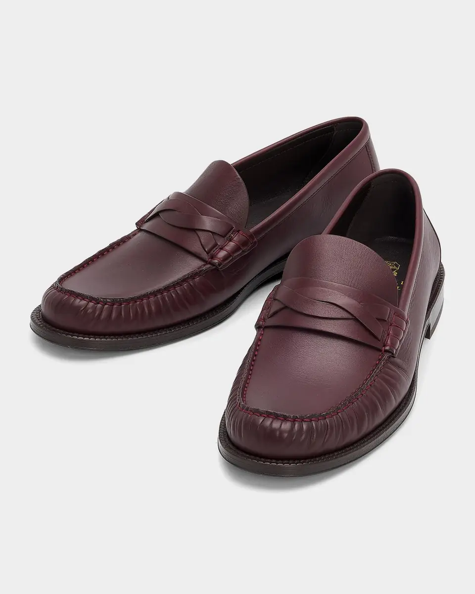Brunello Cucinelli Men's Leather Moc-Toe Loafers | Thumbnail 5