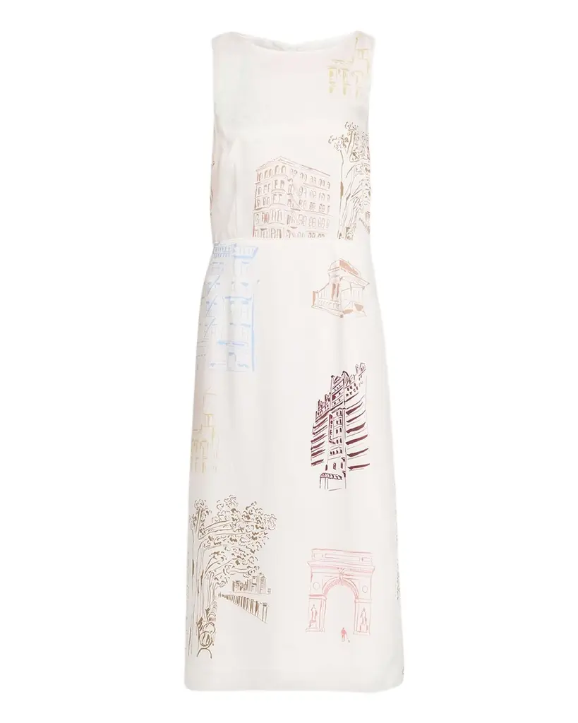 Lafayette 148 New York Sleeveless Manhattan-Print Midi Shift Dress | Image 1 Lafayette 148 New York Sleeveless Manhattan-Print Midi Shift Dress | Image 1