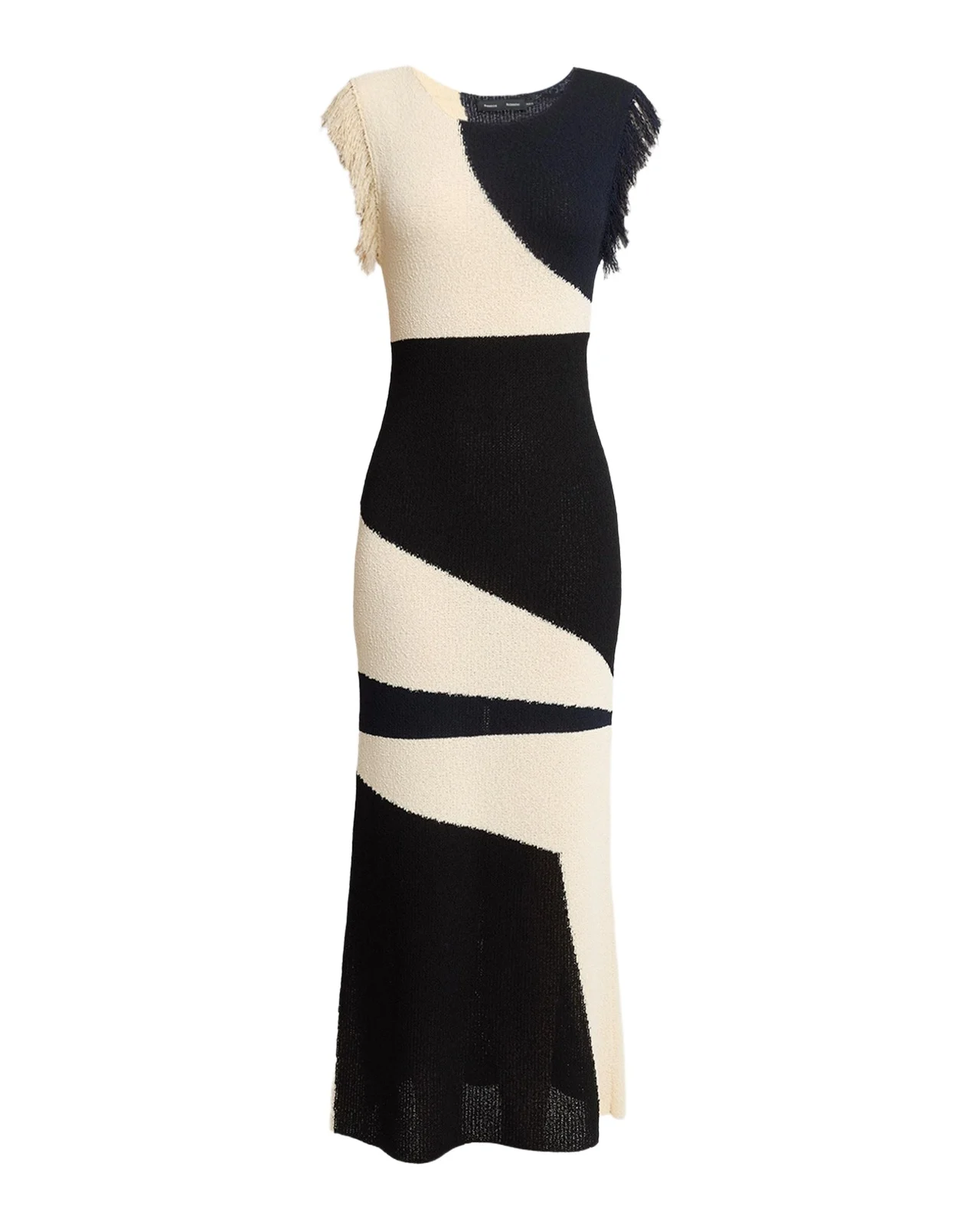 Saskia Intarsia Knit Fringe Trim Dress Saskia Intarsia Knit Fringe Trim Dress