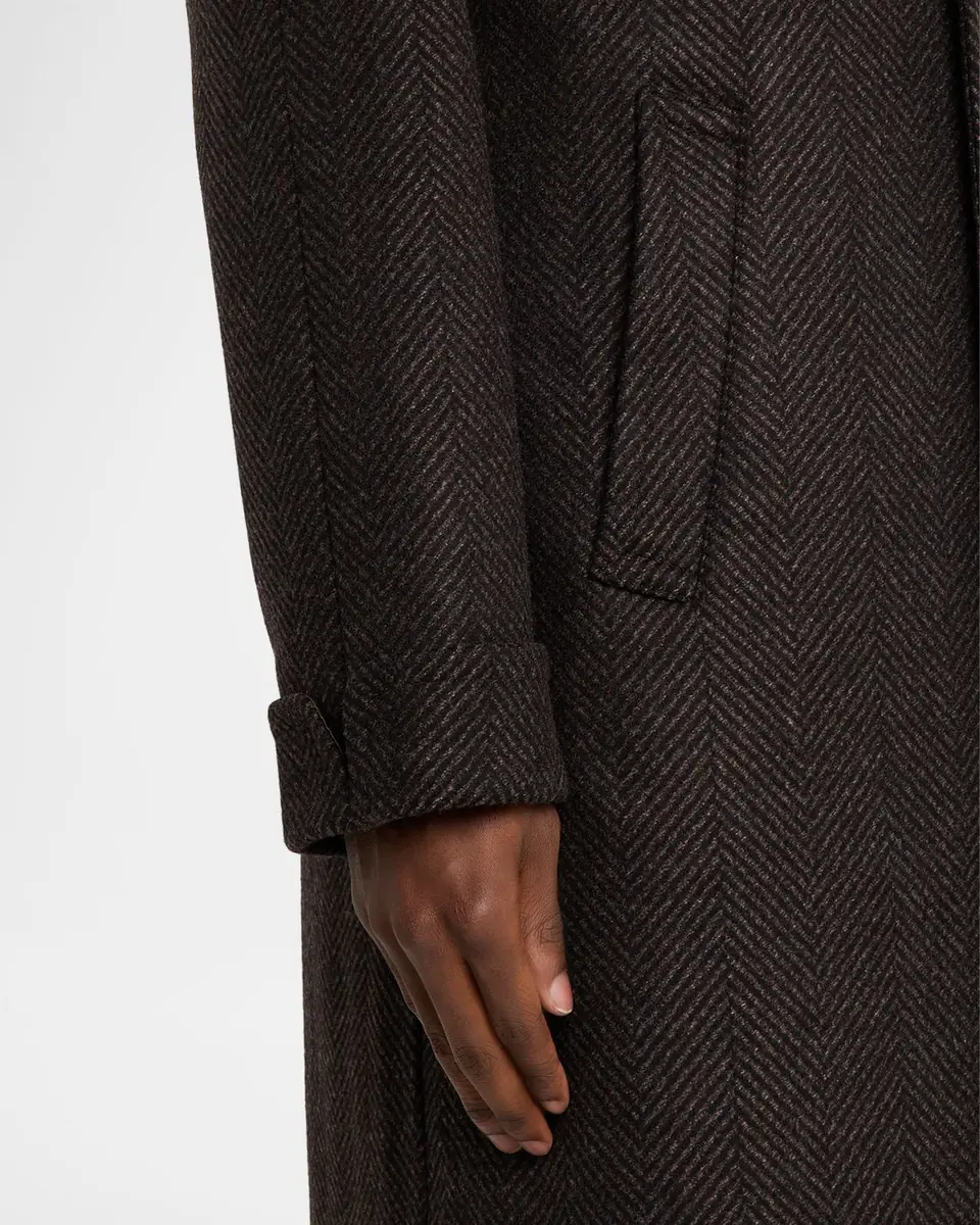 Anderson & Sheppard Men's Herringbone Wool Overcoat | Thumbnail 5