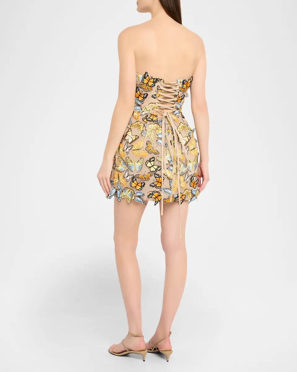 Bronx and Banco Maraya Strapless Butterfly-Embroidered Mini Dress | Thumbnail 3 Bronx and Banco Maraya Strapless Butterfly-Embroidered Mini Dress | Thumbnail 3