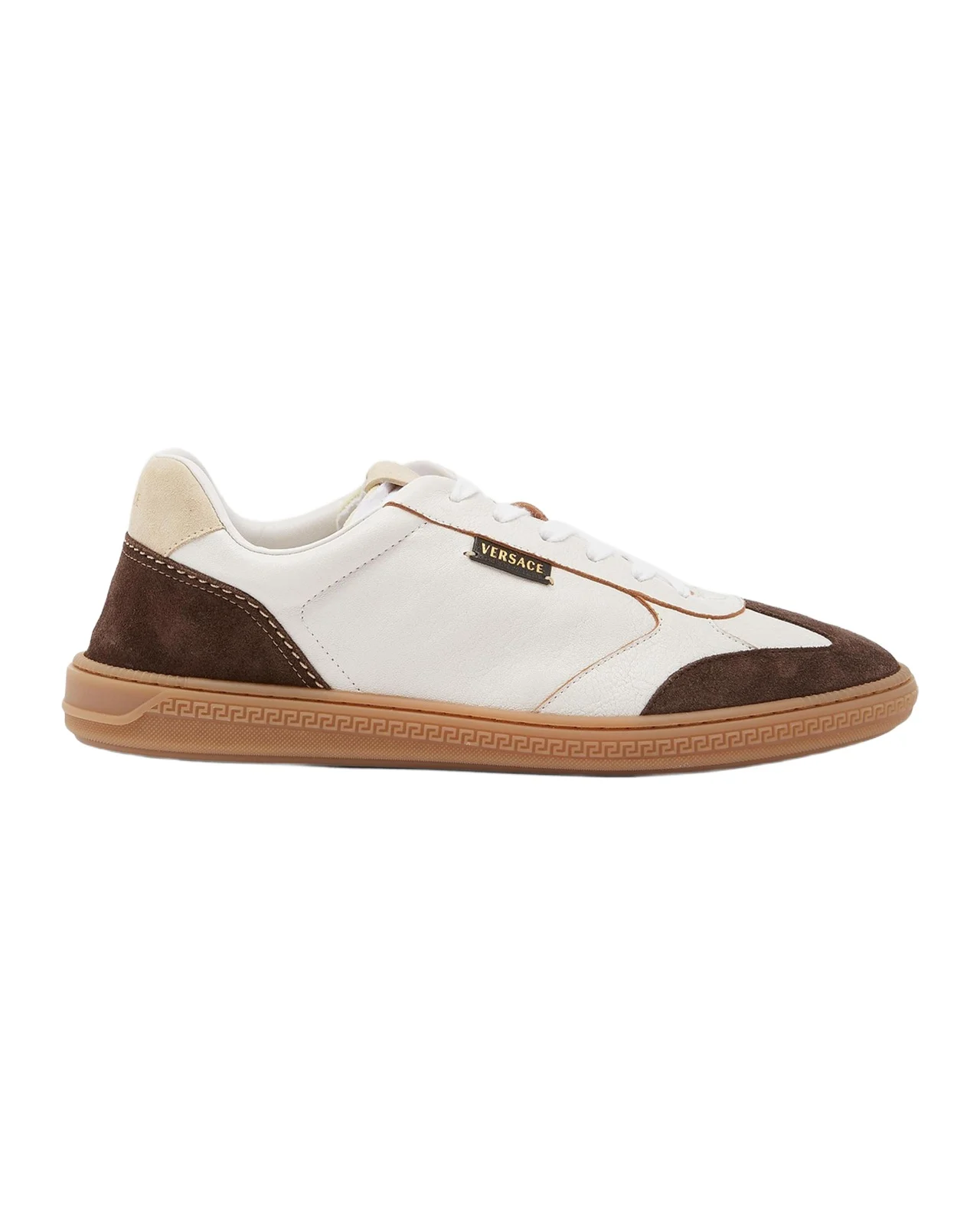 Men's Greca Court Nappa and Suede Sneakers Men's Greca Court Nappa and Suede Sneakers
