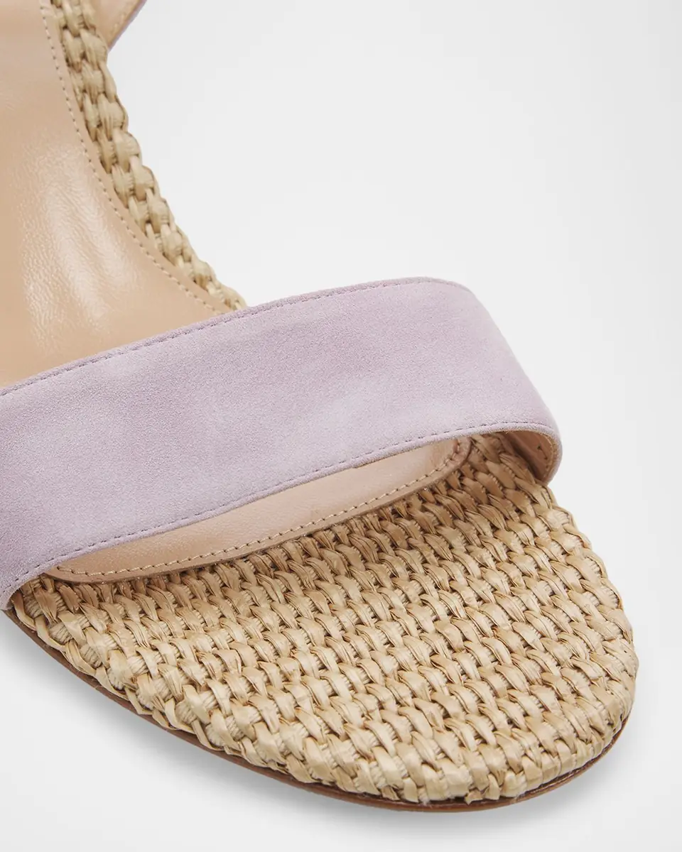 Gianvito Rossi Suede Raffia Ankle-Strap Sandals | Thumbnail 5 Gianvito Rossi Suede Raffia Ankle-Strap Sandals | Thumbnail 5