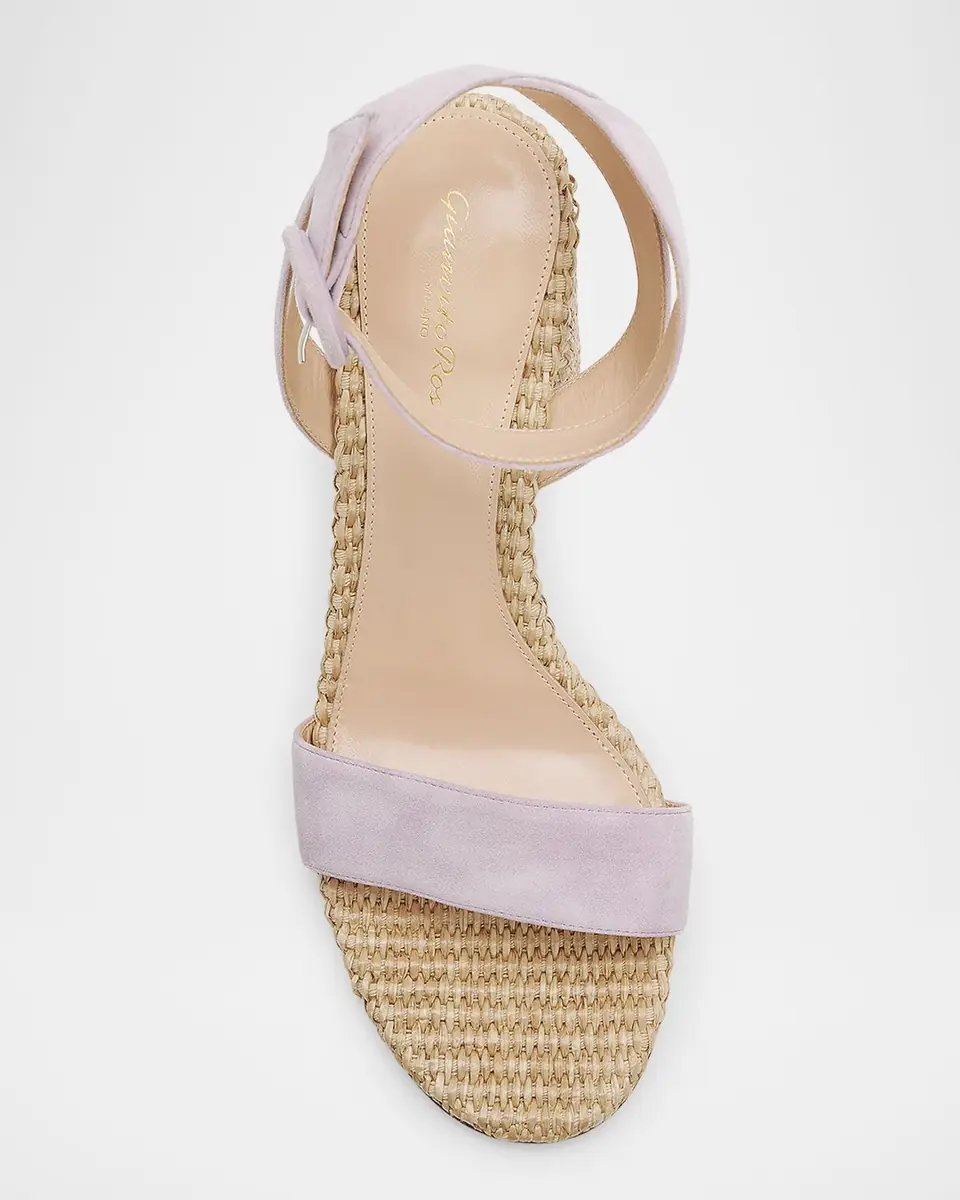 Gianvito Rossi Suede Raffia Ankle-Strap Sandals | Thumbnail 6 Gianvito Rossi Suede Raffia Ankle-Strap Sandals | Thumbnail 6