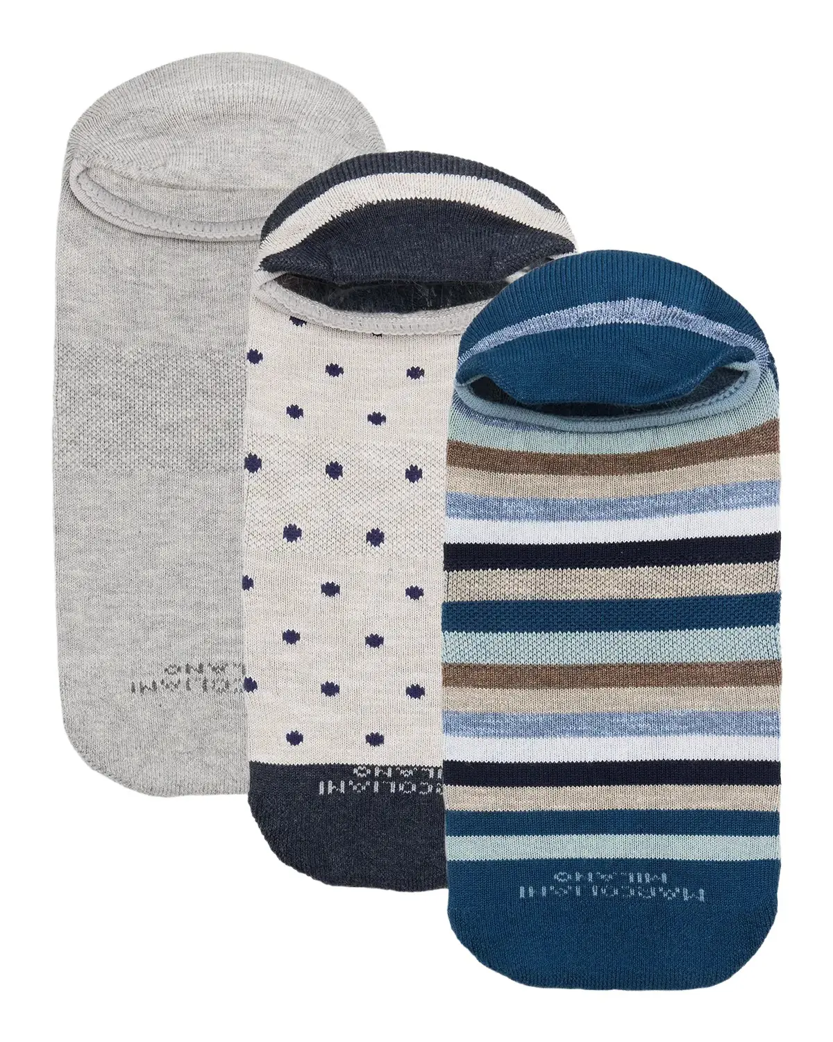 Marcoliani Men's Invisible Multicolor 3-Pack No-Show Sneaker Socks