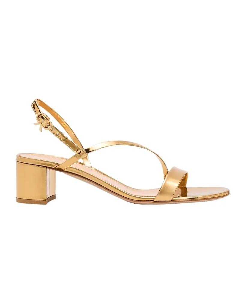 Gianvito Rossi 45mm Betsy Metallic Leather Sandals | Image 1 Gianvito Rossi 45mm Betsy Metallic Leather Sandals | Image 1