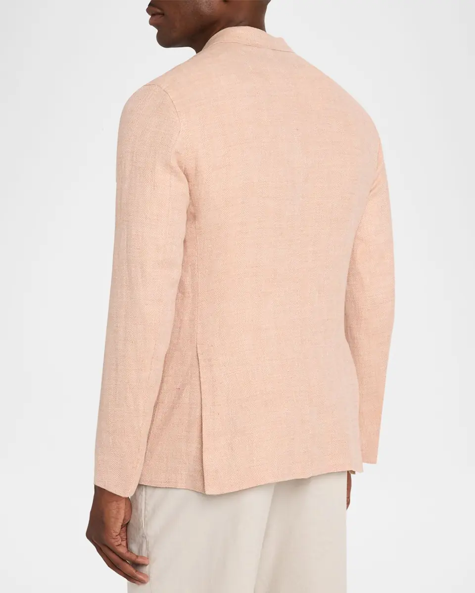 Boglioli Men's Linen and Wool Herringbone Single-Breasted Blazer | Thumbnail 3 Boglioli Men's Linen and Wool Herringbone Single-Breasted Blazer | Thumbnail 3