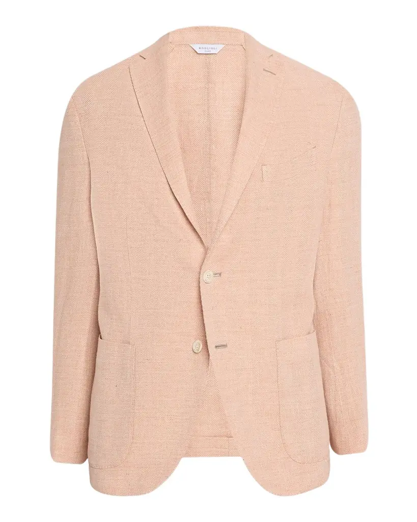 Boglioli Men's Linen and Wool Herringbone Single-Breasted Blazer | Image 1 Boglioli Men's Linen and Wool Herringbone Single-Breasted Blazer | Image 1