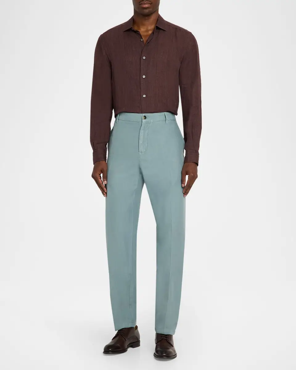Isaia Men's Cotton and Linen Straight-Leg Pants | Thumbnail 2 Isaia Men's Cotton and Linen Straight-Leg Pants | Thumbnail 2