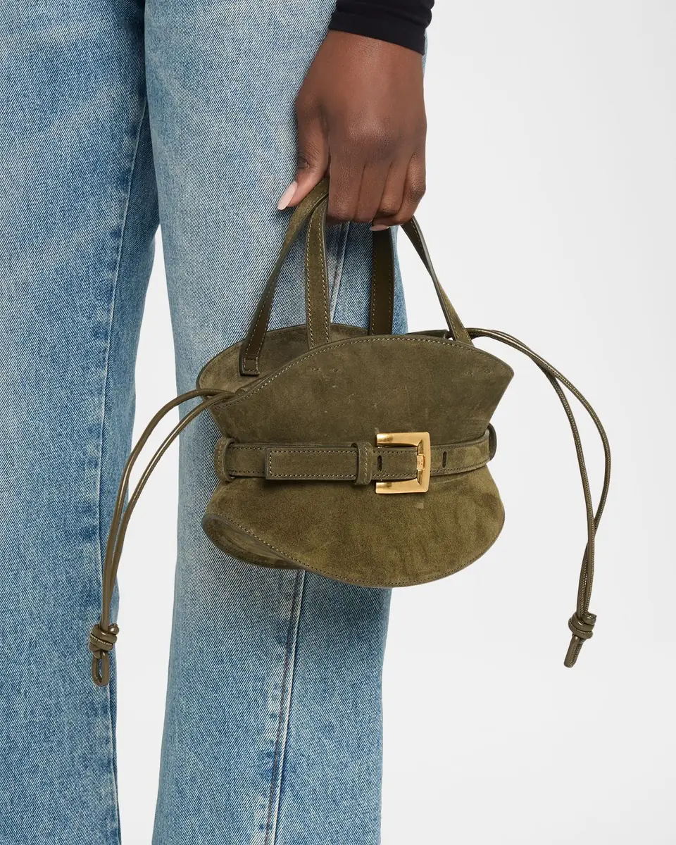 Balmain Shuffle Small Belted Top-Handle Bag in Suede | Thumbnail 2 Balmain Shuffle Small Belted Top-Handle Bag in Suede | Thumbnail 2