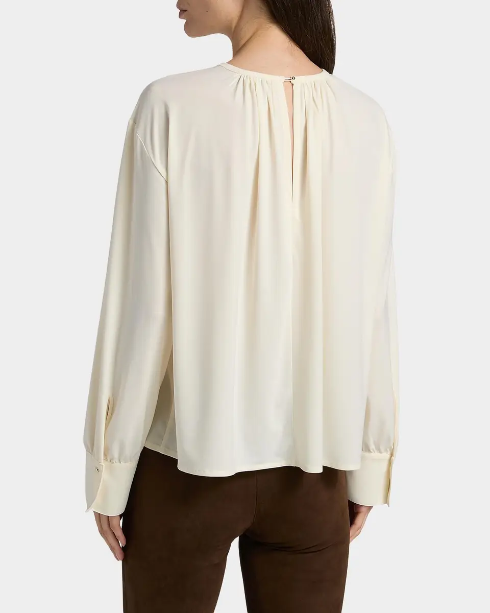 Vince Gathered Long-Sleeve Crepe Blouse | Thumbnail 3 Vince Gathered Long-Sleeve Crepe Blouse | Thumbnail 3
