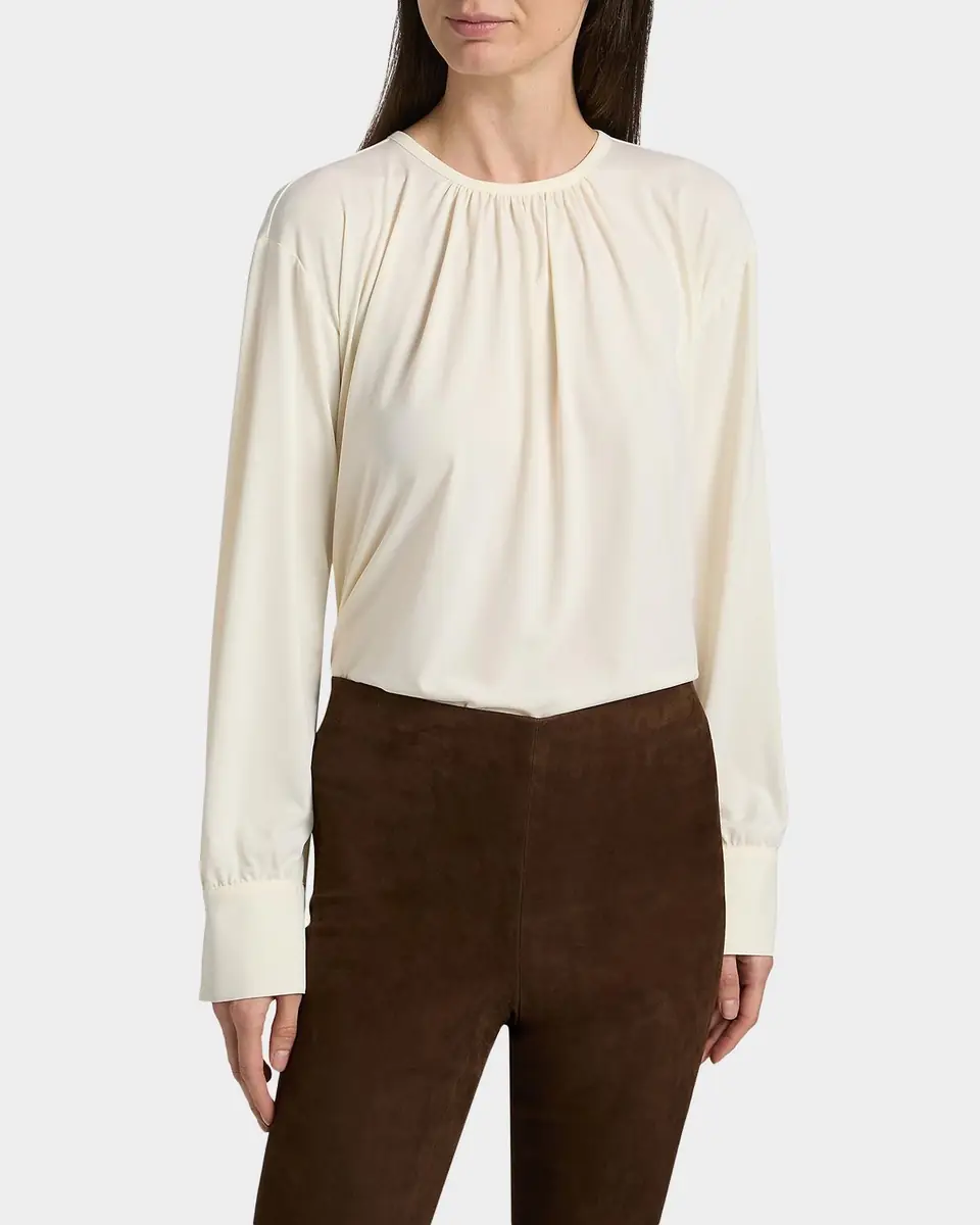 Vince Gathered Long-Sleeve Crepe Blouse | Thumbnail 4 Vince Gathered Long-Sleeve Crepe Blouse | Thumbnail 4