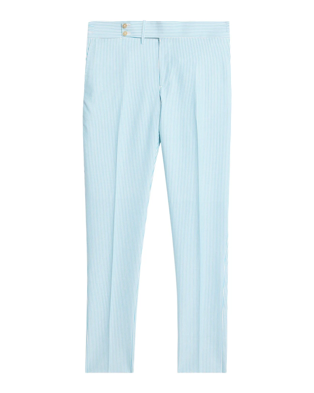 Pinstripe Seersucker Mid-Rise Straight-Leg Pants Pinstripe Seersucker Mid-Rise Straight-Leg Pants