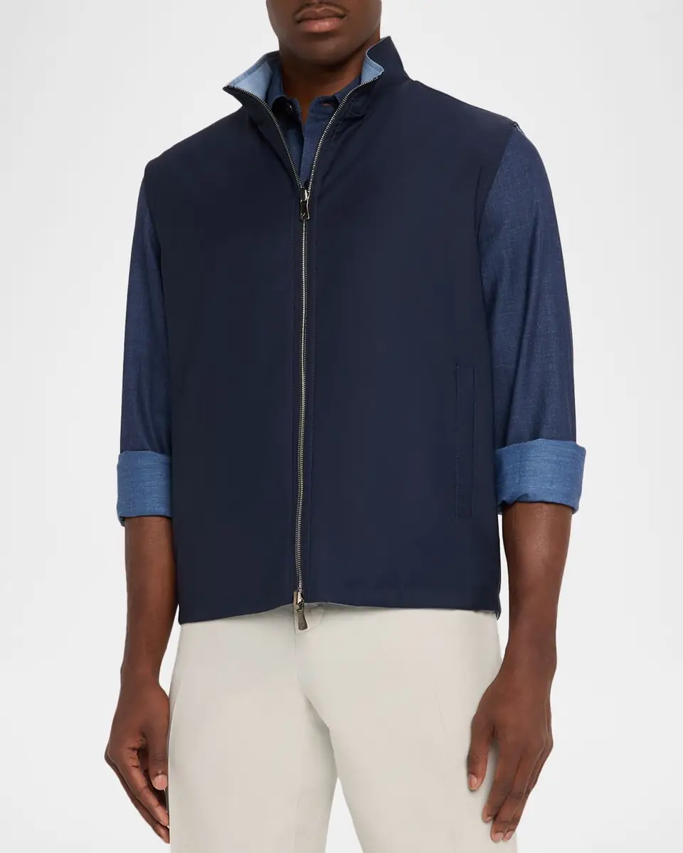 Isaia Men's Zipped Reversible Vest | Thumbnail 4 Isaia Men's Zipped Reversible Vest | Thumbnail 4