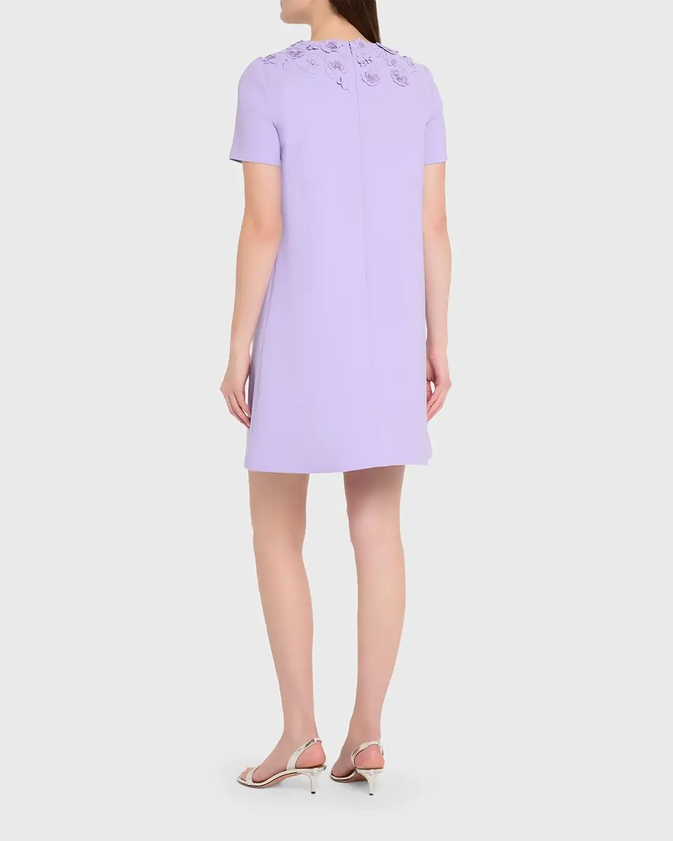 Carolina Herrera Carnation Embroidered Short-Sleeve Mini Dress | Thumbnail 3 Carolina Herrera Carnation Embroidered Short-Sleeve Mini Dress | Thumbnail 3