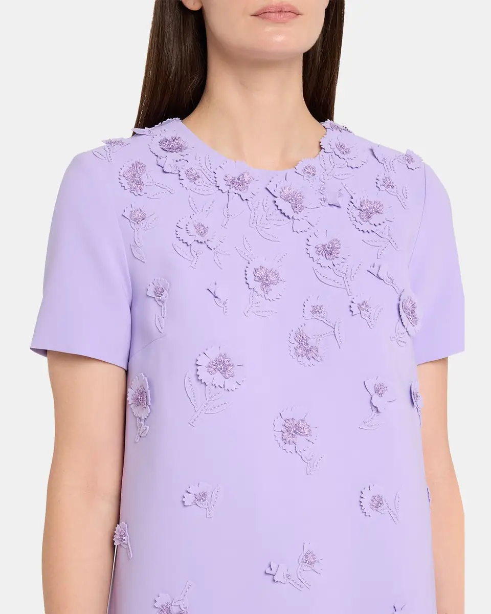 Carolina Herrera Carnation Embroidered Short-Sleeve Mini Dress | Thumbnail 5 Carolina Herrera Carnation Embroidered Short-Sleeve Mini Dress | Thumbnail 5