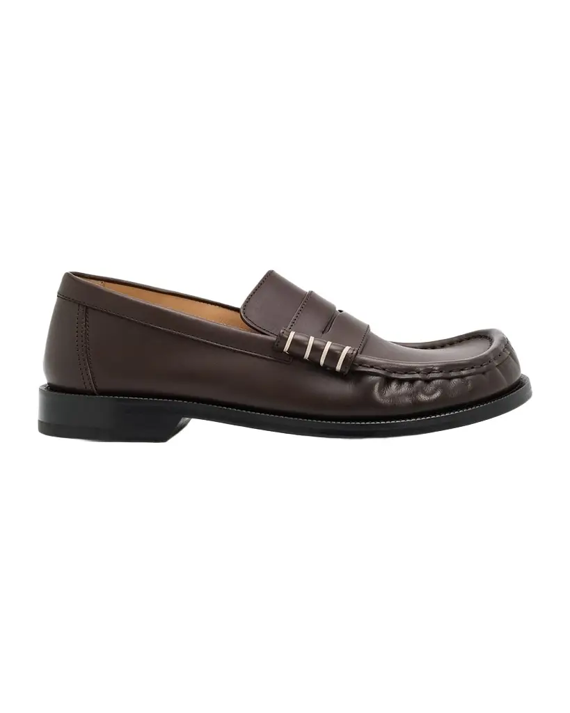 JW Anderson Men's Leather Moccasin-Toe Penny Loafers
