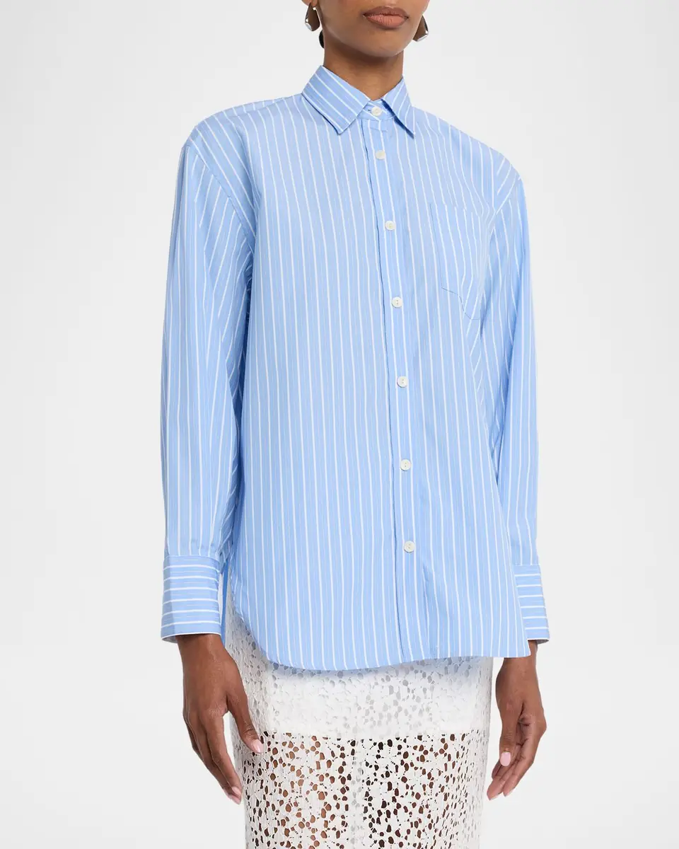 MARIA MCMANUS Striped Cotton Button-Down Tunic Shirt | Thumbnail 4