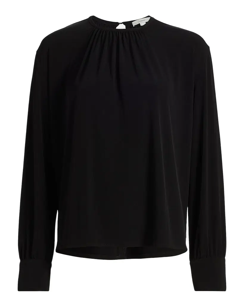 Vince Gathered Long-Sleeve Crepe Blouse | Image 1 Vince Gathered Long-Sleeve Crepe Blouse | Image 1
