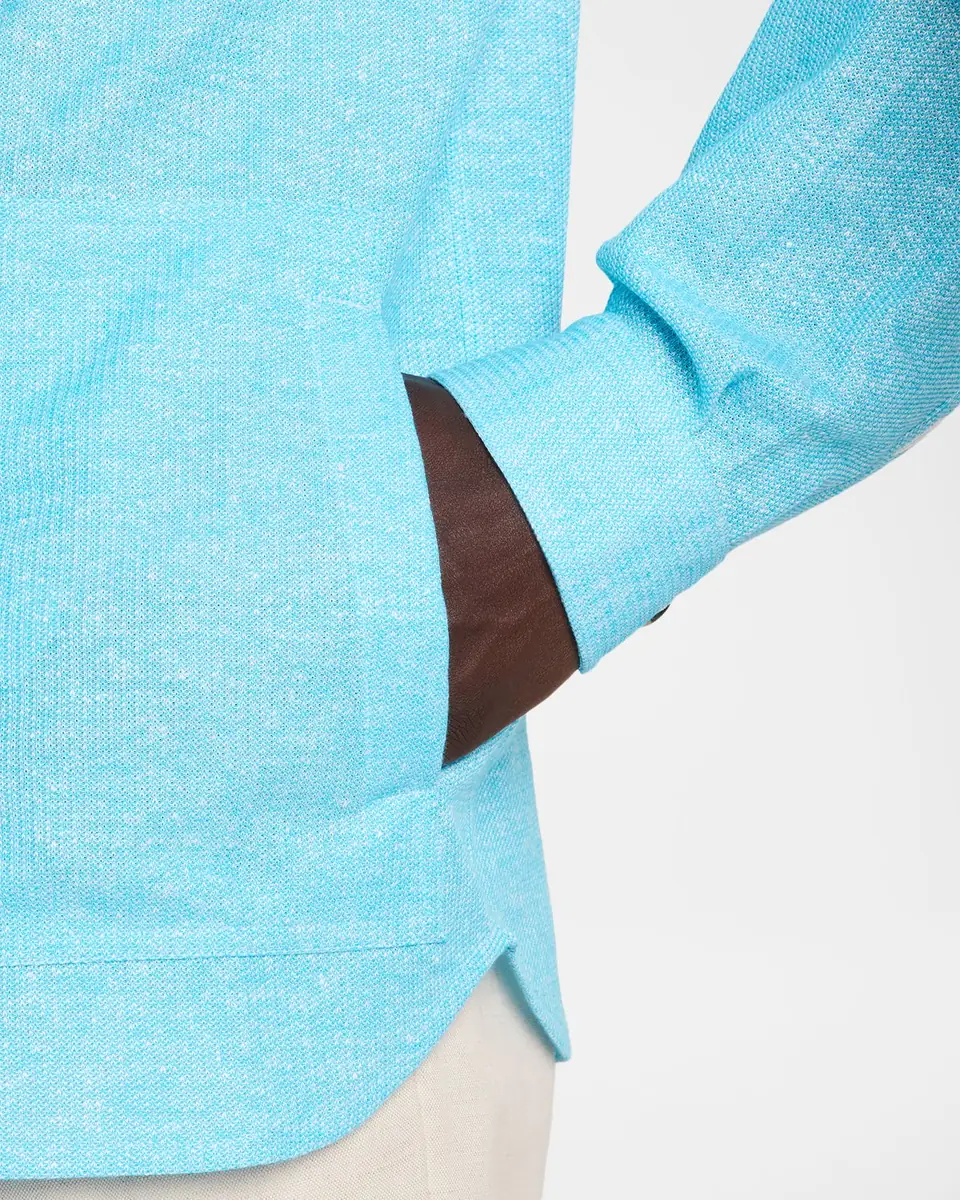 Isaia Men's Comfort Cotton and Linen Jersey Four-Pocket Overshirt | Thumbnail 5