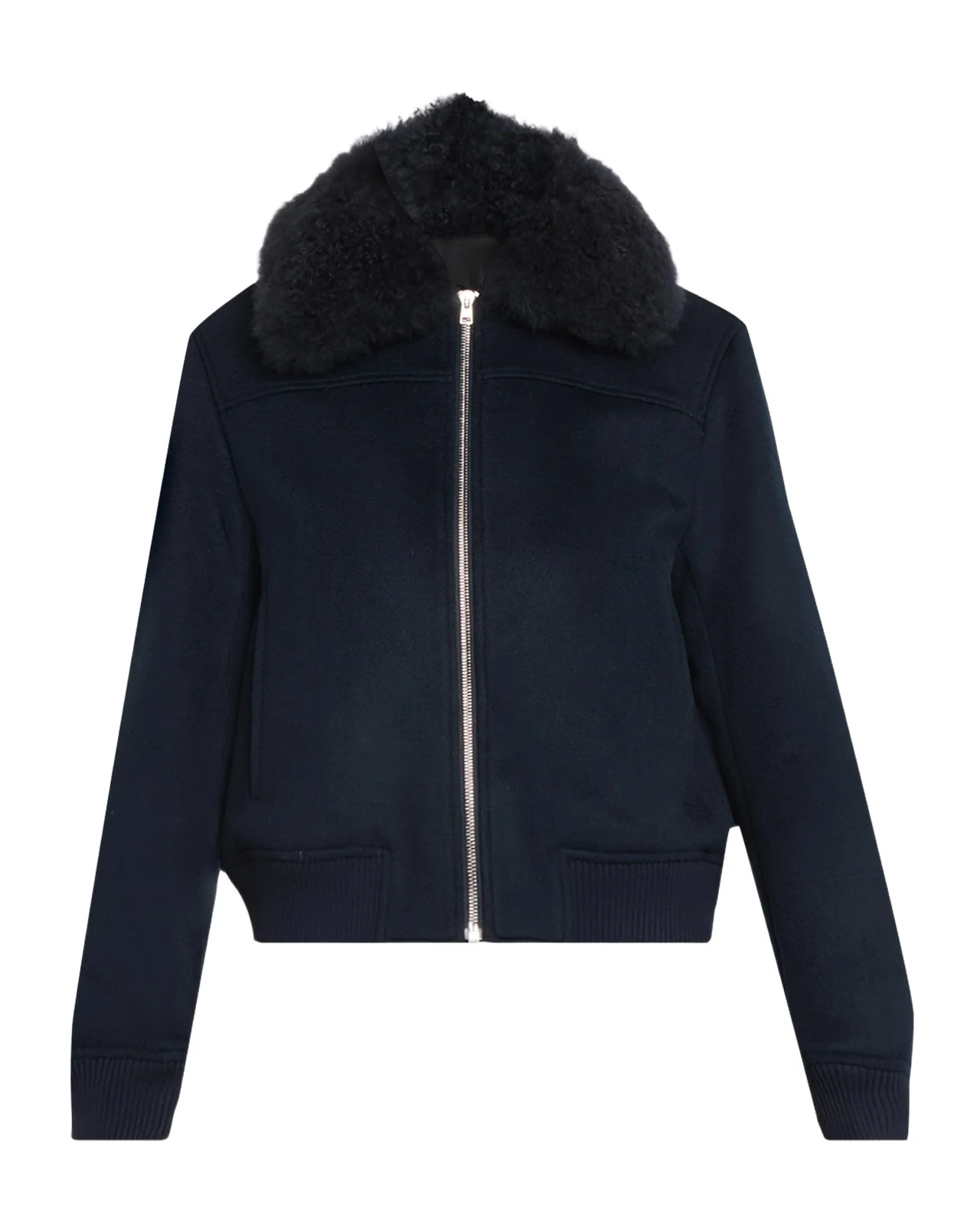 Yves Salomon Cashmere-Blend Bomber Jacket with Removable Shearling Collar