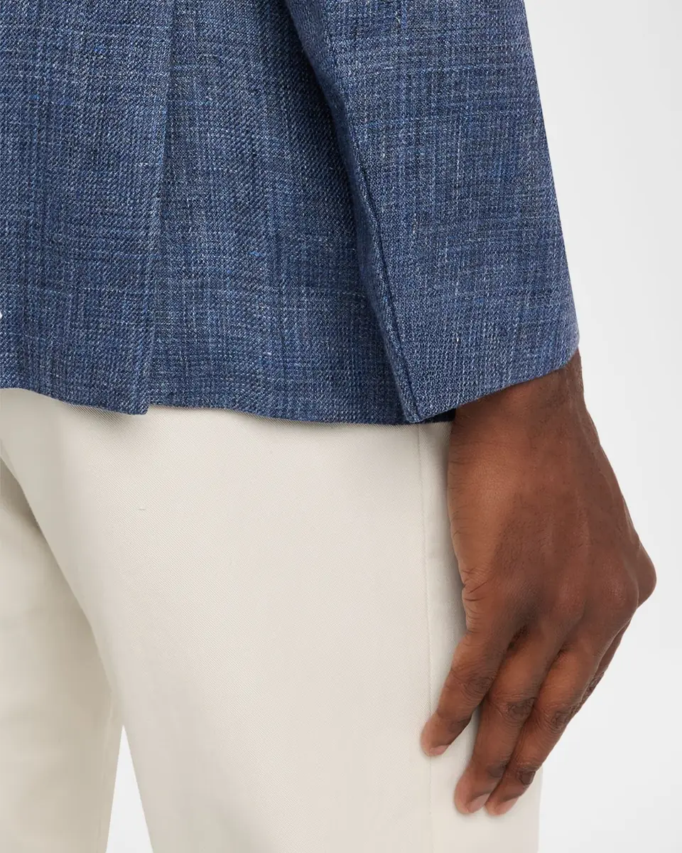 Boglioli Men's Plaid Linen Denim Single-Breasted Blazer | Thumbnail 8 Boglioli Men's Plaid Linen Denim Single-Breasted Blazer | Thumbnail 8