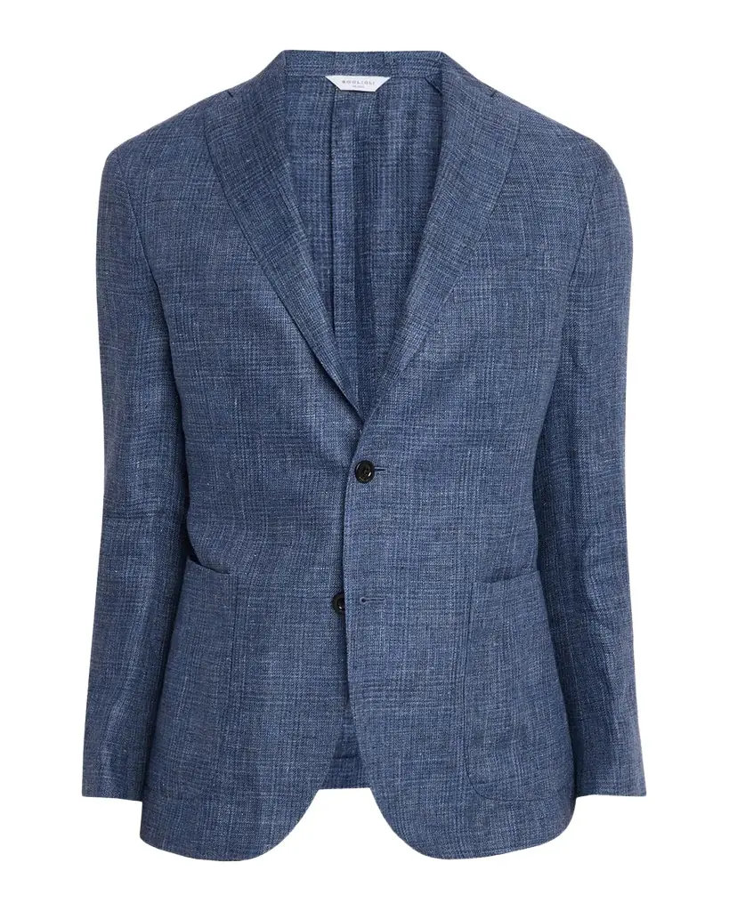 Boglioli Men's Plaid Linen Denim Single-Breasted Blazer | Image 1 Boglioli Men's Plaid Linen Denim Single-Breasted Blazer | Image 1