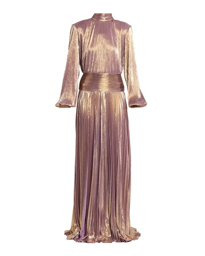 Retrofête Brienne Long-Sleeve Lamé Gown | Image 1 Retrofête Brienne Long-Sleeve Lamé Gown | Image 1