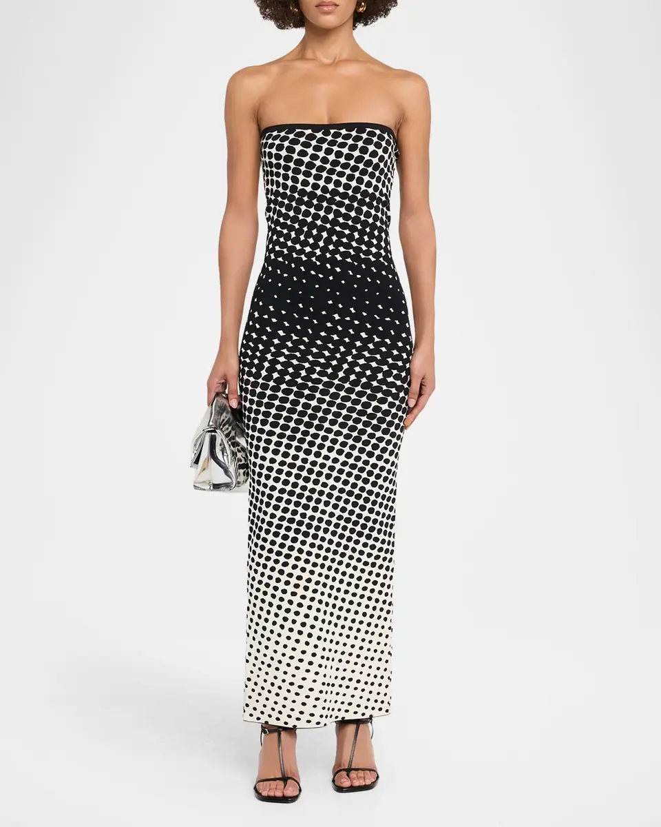 CHRISTOPHER JOHN ROGERS Halftone Wiggle Dot Knit Strapless Maxi Dress | Thumbnail 2 CHRISTOPHER JOHN ROGERS Halftone Wiggle Dot Knit Strapless Maxi Dress | Thumbnail 2