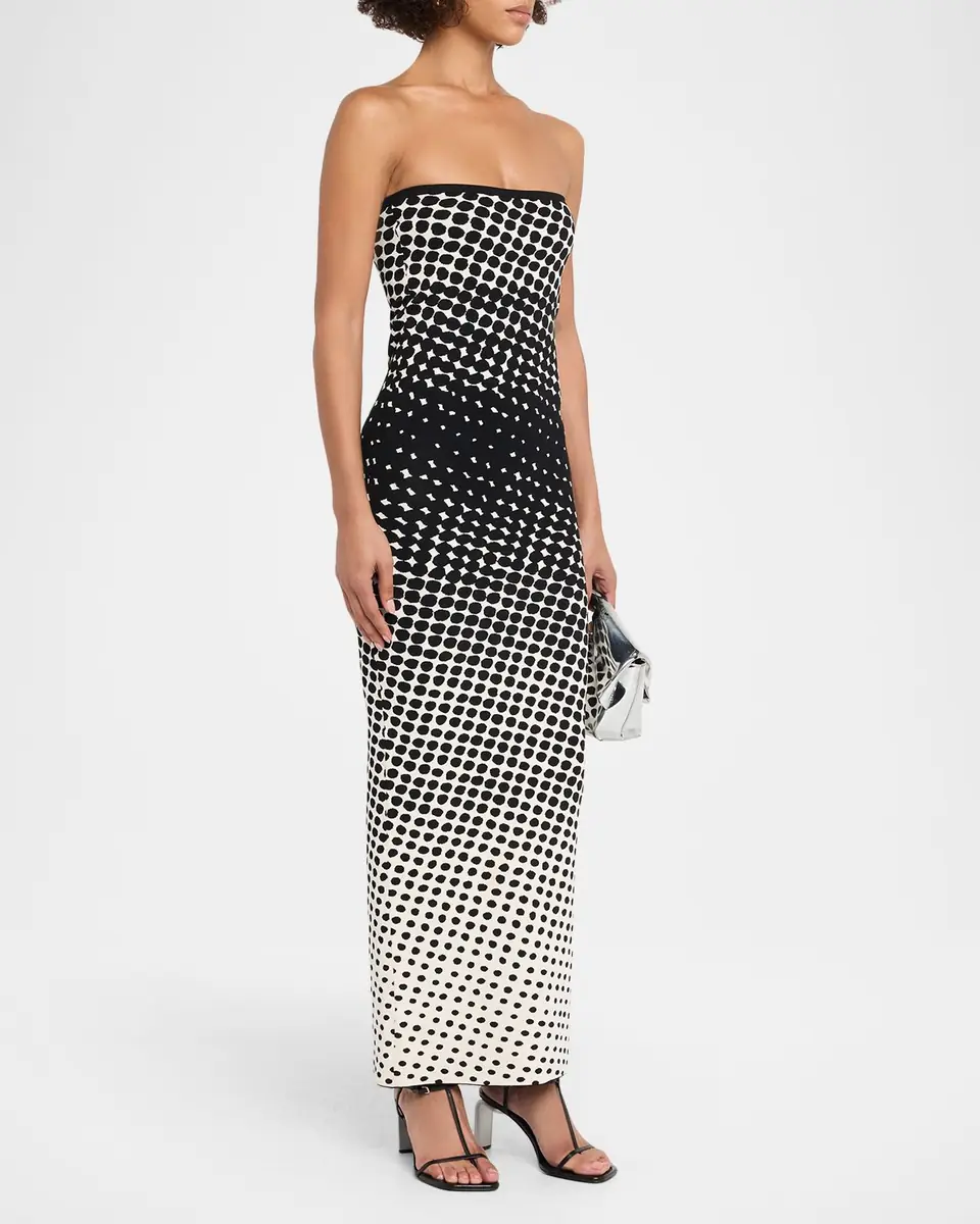CHRISTOPHER JOHN ROGERS Halftone Wiggle Dot Knit Strapless Maxi Dress | Thumbnail 4 CHRISTOPHER JOHN ROGERS Halftone Wiggle Dot Knit Strapless Maxi Dress | Thumbnail 4