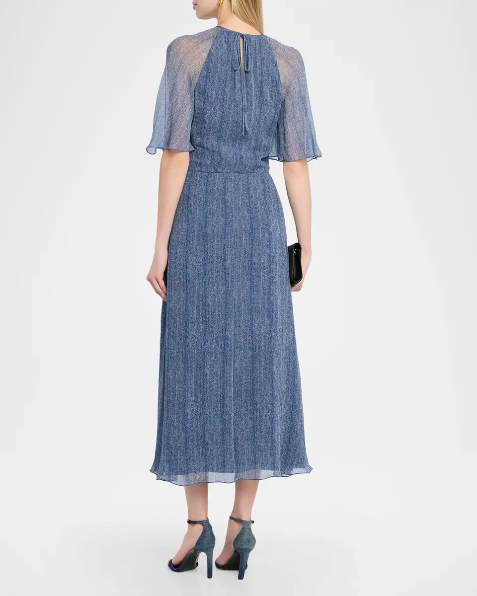 Rickie Freeman for Teri Jon Floral Embroidery Flutter-Sleeve Midi Dress | Thumbnail 3 Rickie Freeman for Teri Jon Floral Embroidery Flutter-Sleeve Midi Dress | Thumbnail 3