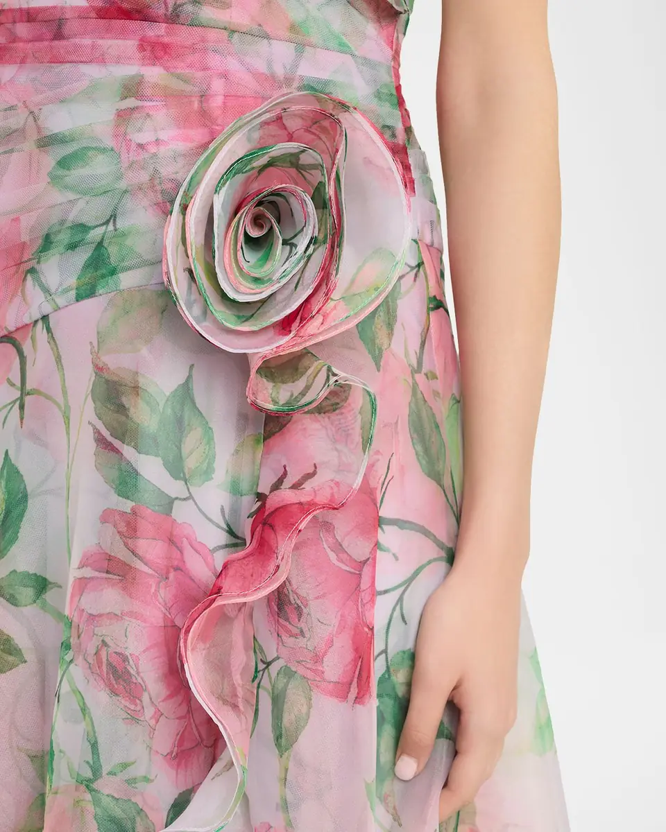 Rickie Freeman for Teri Jon Pleated Off-Shoulder Floral-Print Organza Gown | Thumbnail 5 Rickie Freeman for Teri Jon Pleated Off-Shoulder Floral-Print Organza Gown | Thumbnail 5