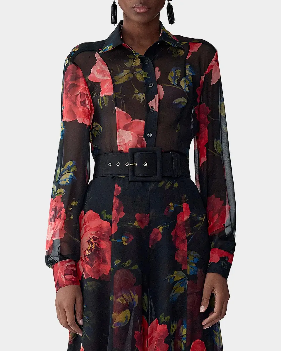 Carolina Herrera Isabella Rose Silk Organza Button-Down Top | Thumbnail 2
