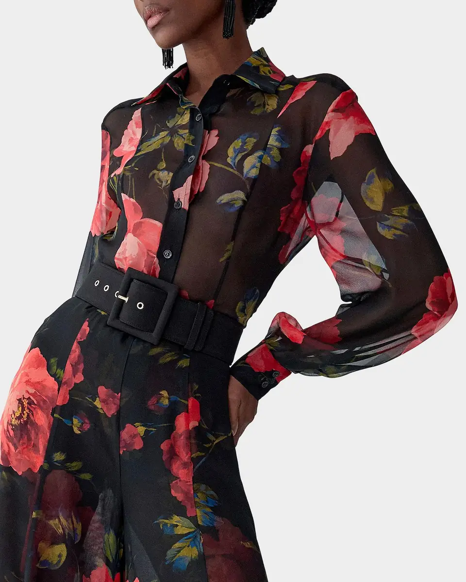 Carolina Herrera Isabella Rose Silk Organza Button-Down Top | Thumbnail 4
