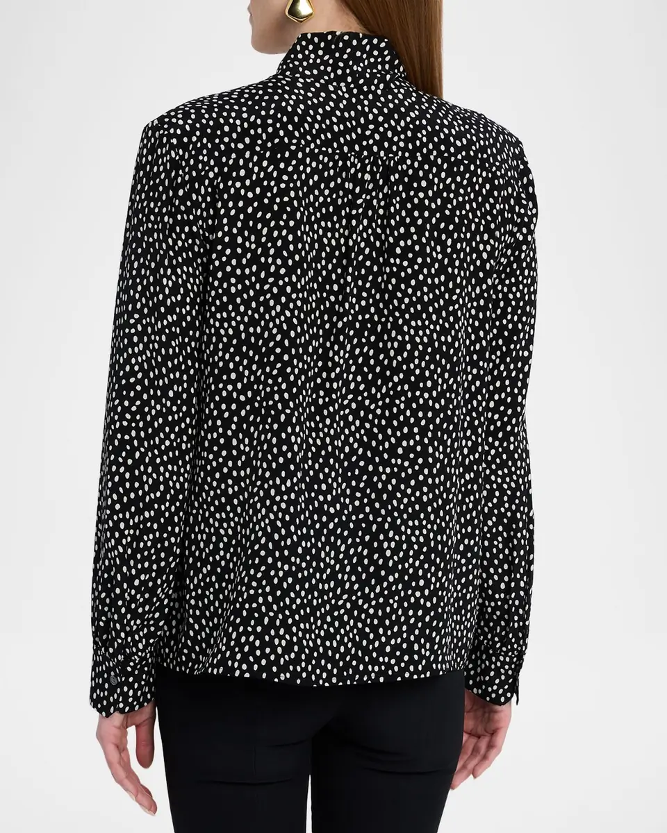 Nili Lotan Janese Dot-Print Silk Neck-Tie Blouse | Thumbnail 3 Nili Lotan Janese Dot-Print Silk Neck-Tie Blouse | Thumbnail 3