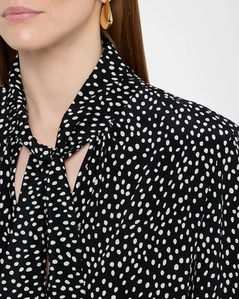 Nili Lotan Janese Dot-Print Silk Neck-Tie Blouse | Thumbnail 5 Nili Lotan Janese Dot-Print Silk Neck-Tie Blouse | Thumbnail 5