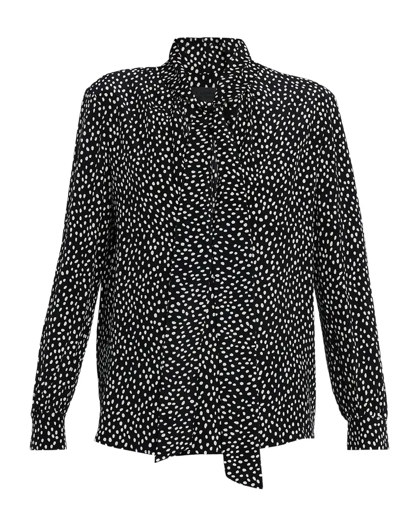 Nili Lotan Janese Dot-Print Silk Neck-Tie Blouse | Image 1 Nili Lotan Janese Dot-Print Silk Neck-Tie Blouse | Image 1