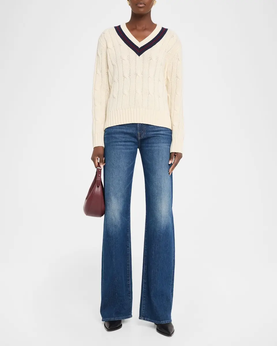 Nili Lotan Fabiana Cable-Knit V-Neck Sweater | Thumbnail 2
