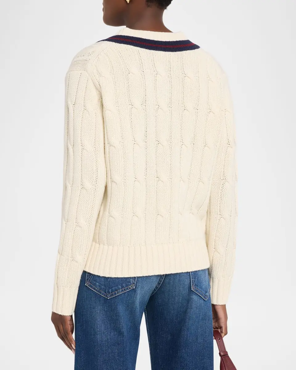 Nili Lotan Fabiana Cable-Knit V-Neck Sweater | Thumbnail 3