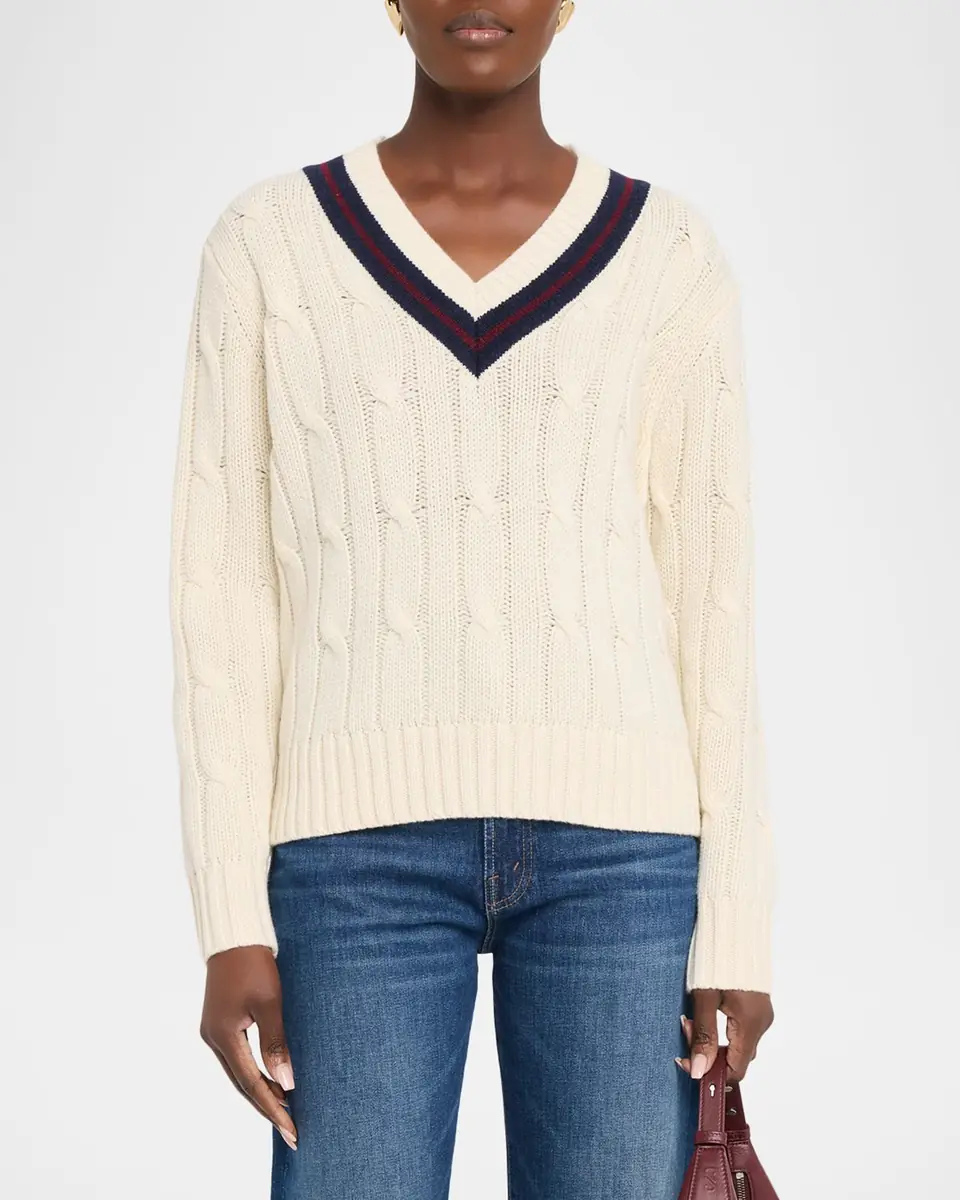 Nili Lotan Fabiana Cable-Knit V-Neck Sweater | Thumbnail 4