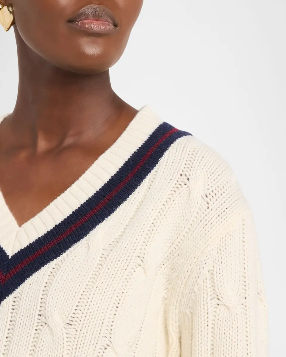 Nili Lotan Fabiana Cable-Knit V-Neck Sweater | Thumbnail 5