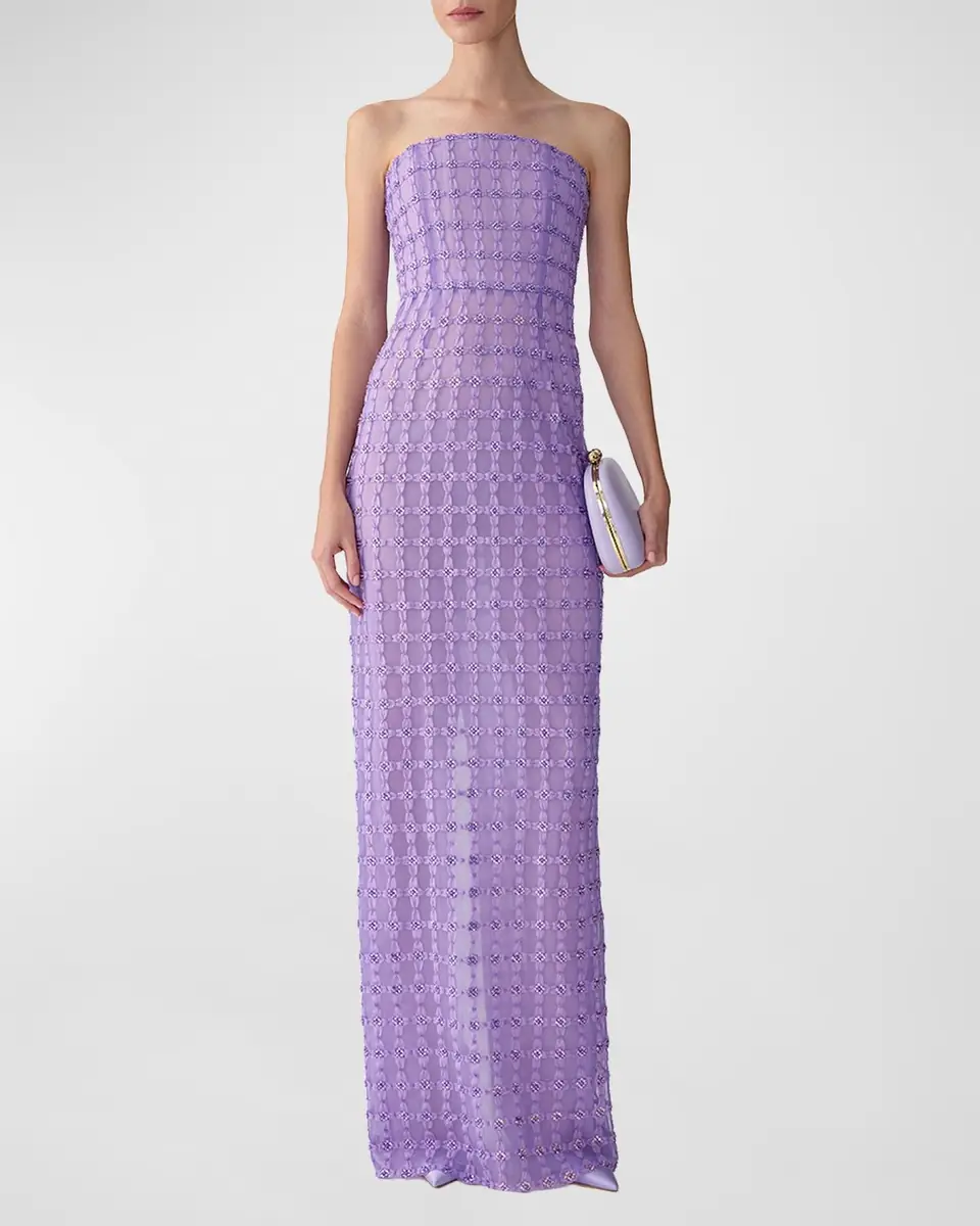 Carolina Herrera Strapless Crystal-Embroidered Column Gown | Thumbnail 2 Carolina Herrera Strapless Crystal-Embroidered Column Gown | Thumbnail 2