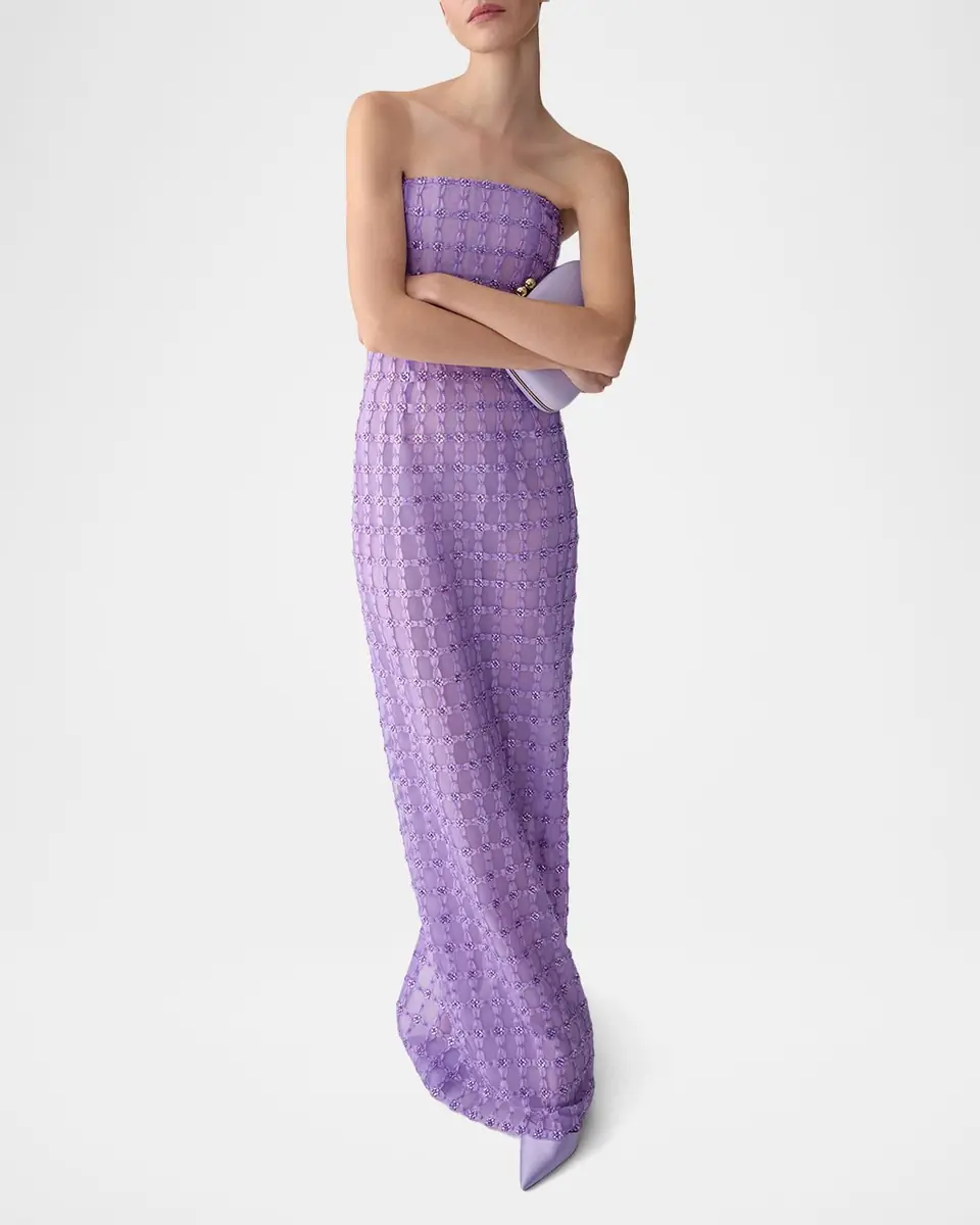 Carolina Herrera Strapless Crystal-Embroidered Column Gown | Thumbnail 4 Carolina Herrera Strapless Crystal-Embroidered Column Gown | Thumbnail 4