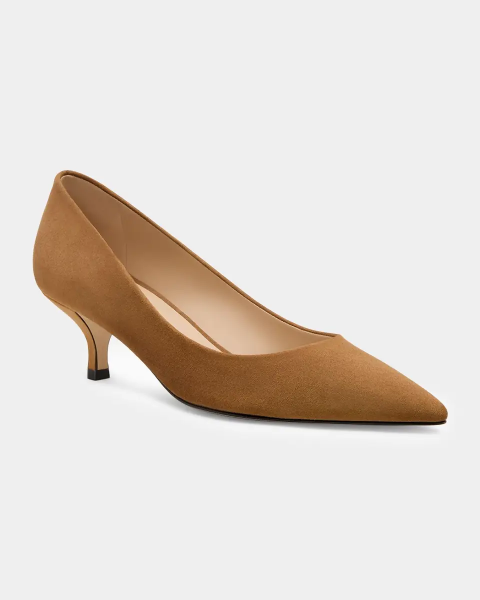 Stuart Weitzman Stuart Suede Kitten Pumps | Thumbnail 2